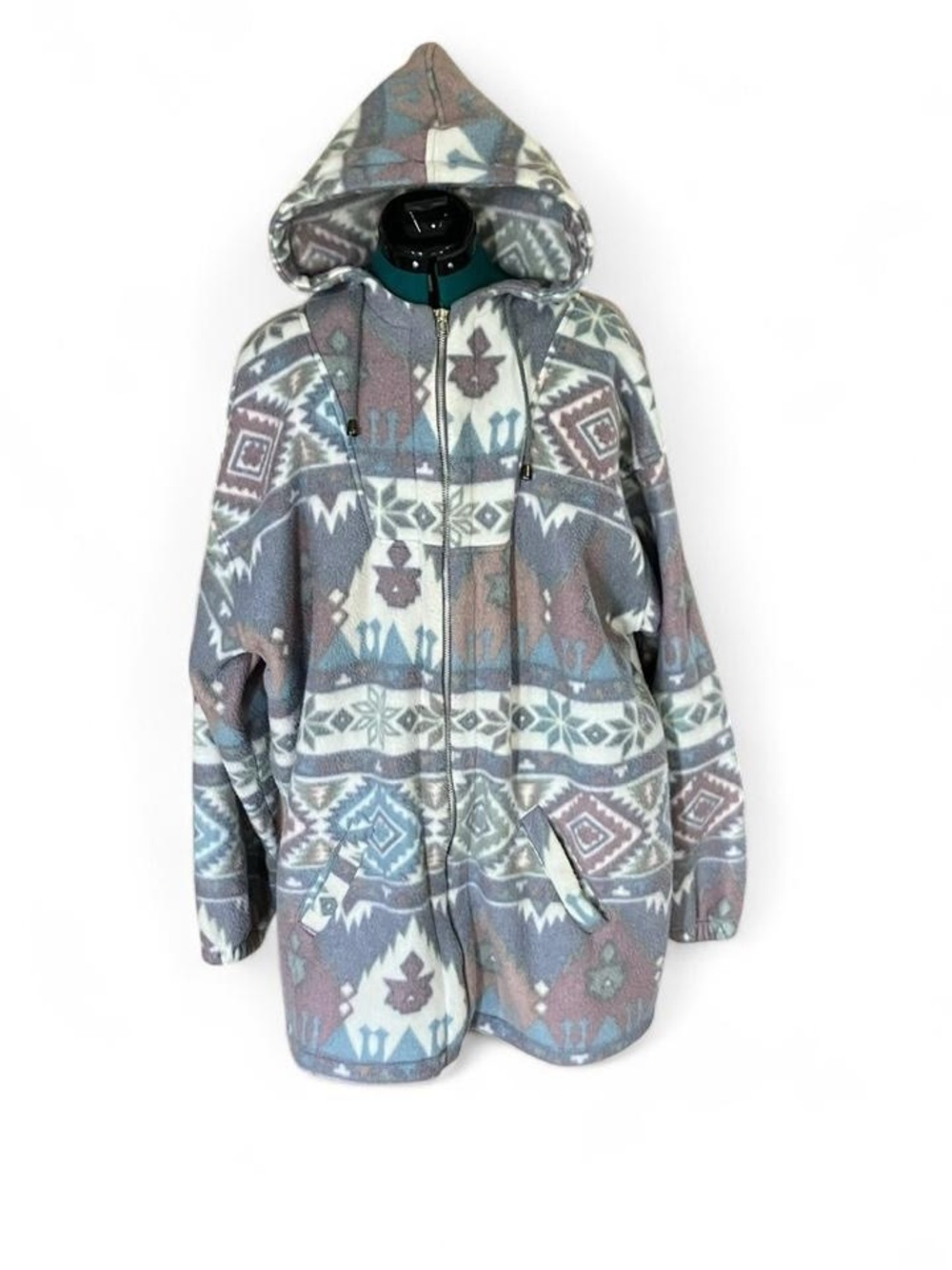 Vintage 80s 90s G4000 Authentic Fleece Aztec Drawstring Jacket
